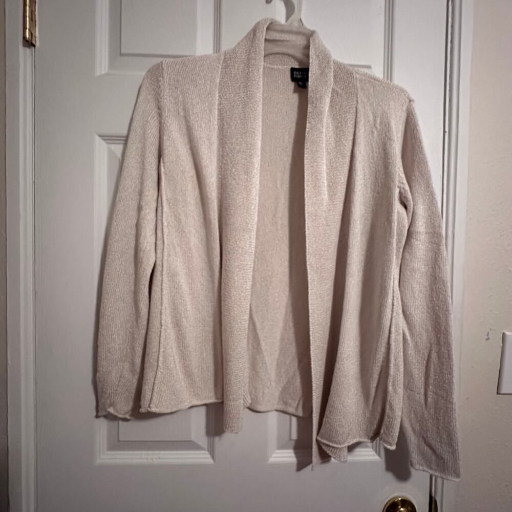 Eileen Fisher Beige Silk Blend Open Front Cardigan EUC - Size L
